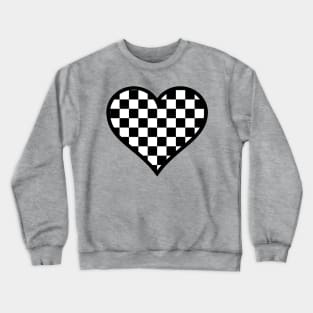 Black and White Checker Pattern Heart Crewneck Sweatshirt